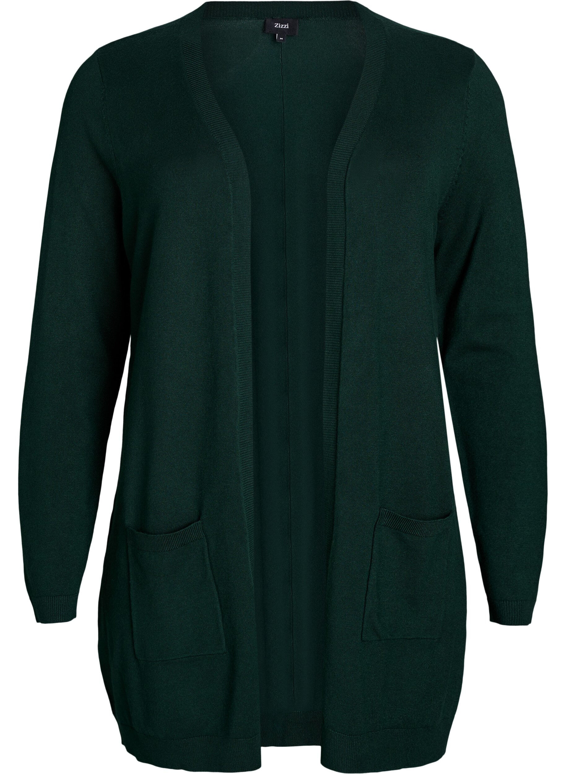 Zizzi Lange Strickjacke aus Viskose-Mischung, Gr&uuml;n, Packshot image number 0