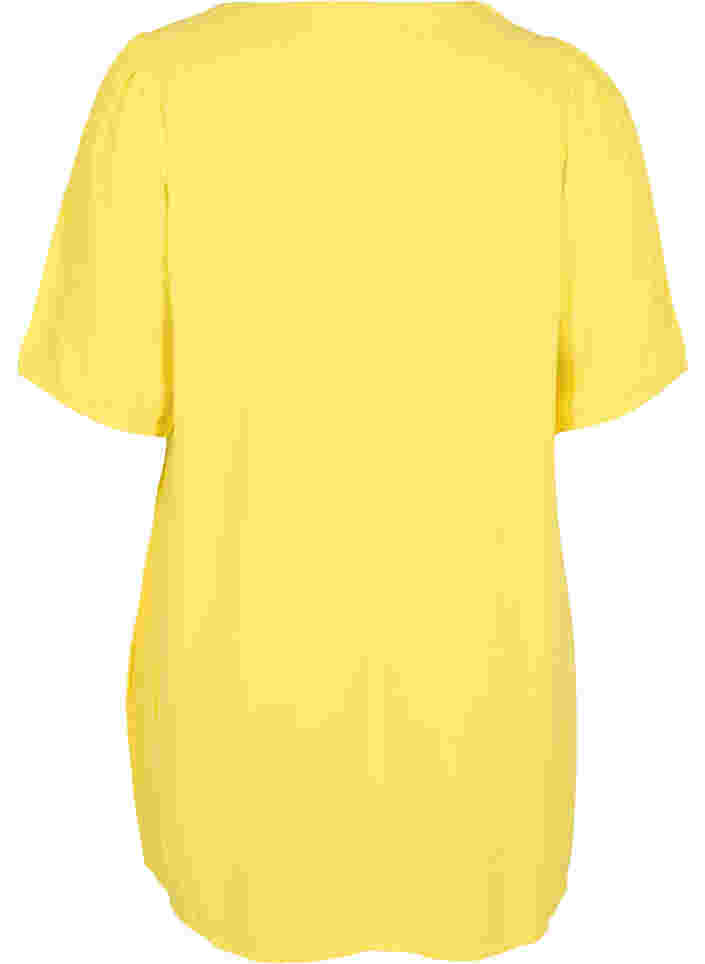 Viskosetunika mit V-Ausschnitt und Knöpfen, Primrose Yellow, Packshot image number 1