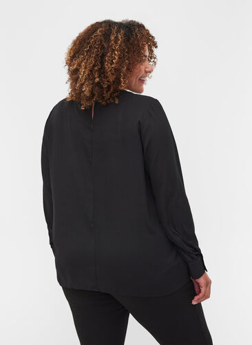 Bluse mit langen Ärmeln, Black, Model image number 1