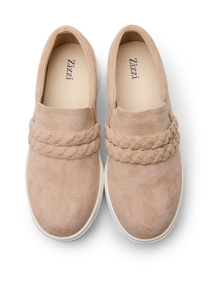 Schuhe aus Wildlederimitat mit geflochtenen Riemen, Beige, Packshot image number 2