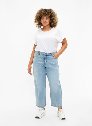 Gekürzte Vera-Jeans mit Destroyed-Details	, Blue Denim, Model image number 0