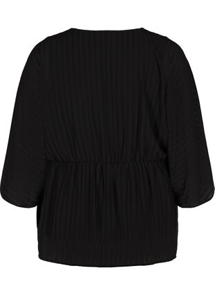 Bluse mit 3/4-Ärmeln und V-Ausschnitt, Black, Packshot image number 1