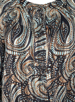 Lange Hemdbluse mit Paisleyprint und Lurex, Black Paisley, Packshot image number 2