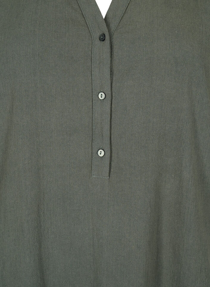 FLASH - Kurzärmeliges Midikleid aus Baumwolle, Balsam Green, Packshot image number 2