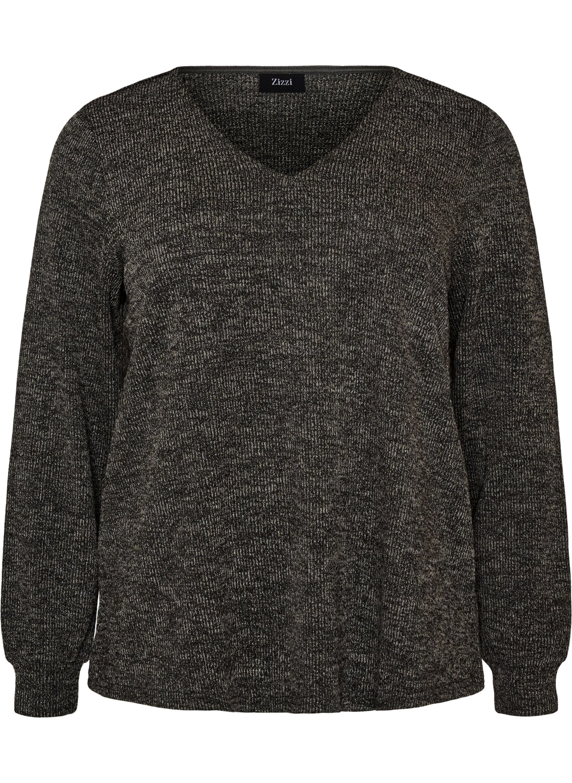 ZizziBluse aus Jersey mit V-Ausschnitt und langen &Auml;rmeln, Schwarz, Packshot image number 0