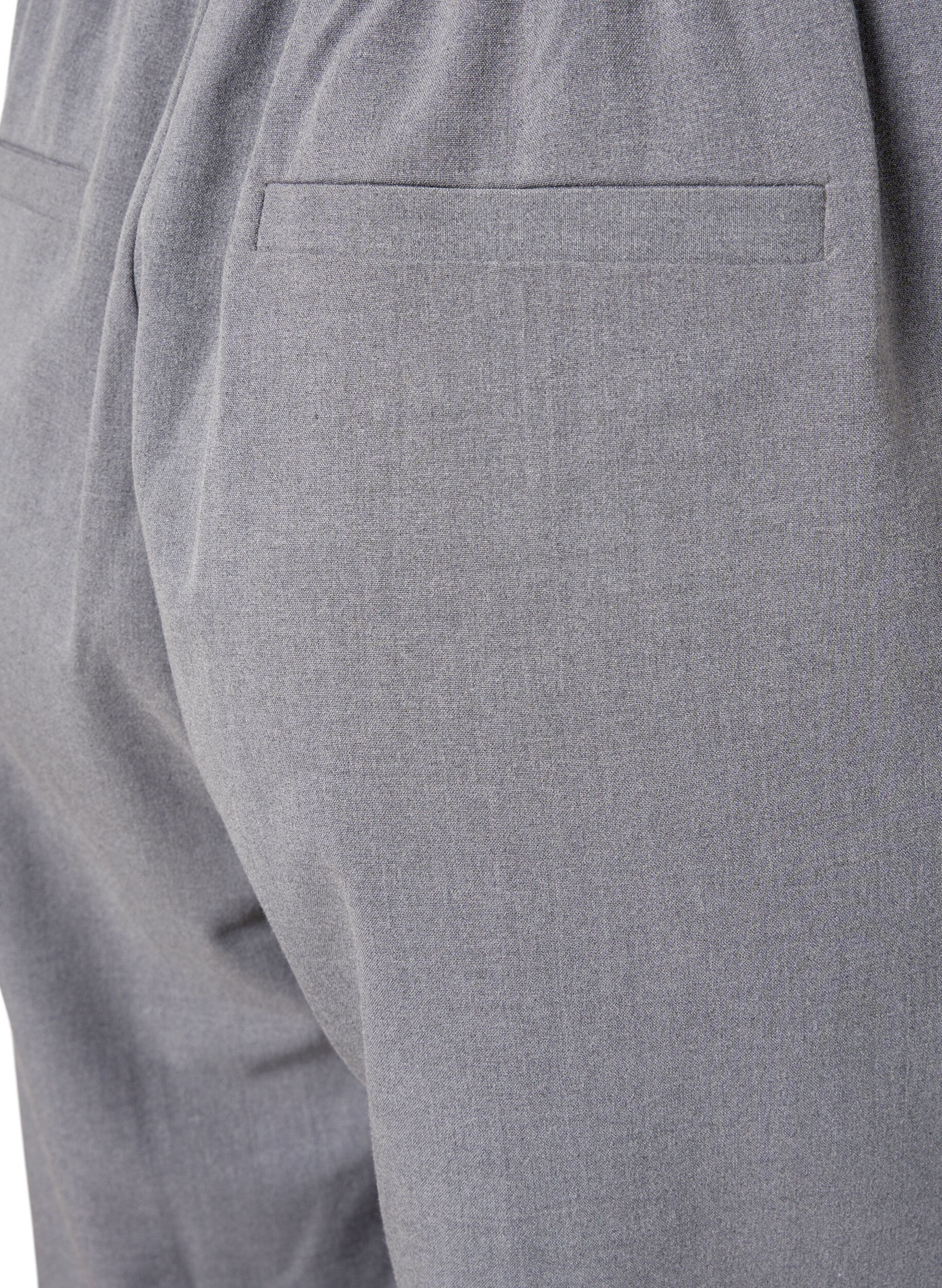 Zizzi Graue melierte Hose mit elastischem Bund, Medium Grey Melange, Packshot image number 3