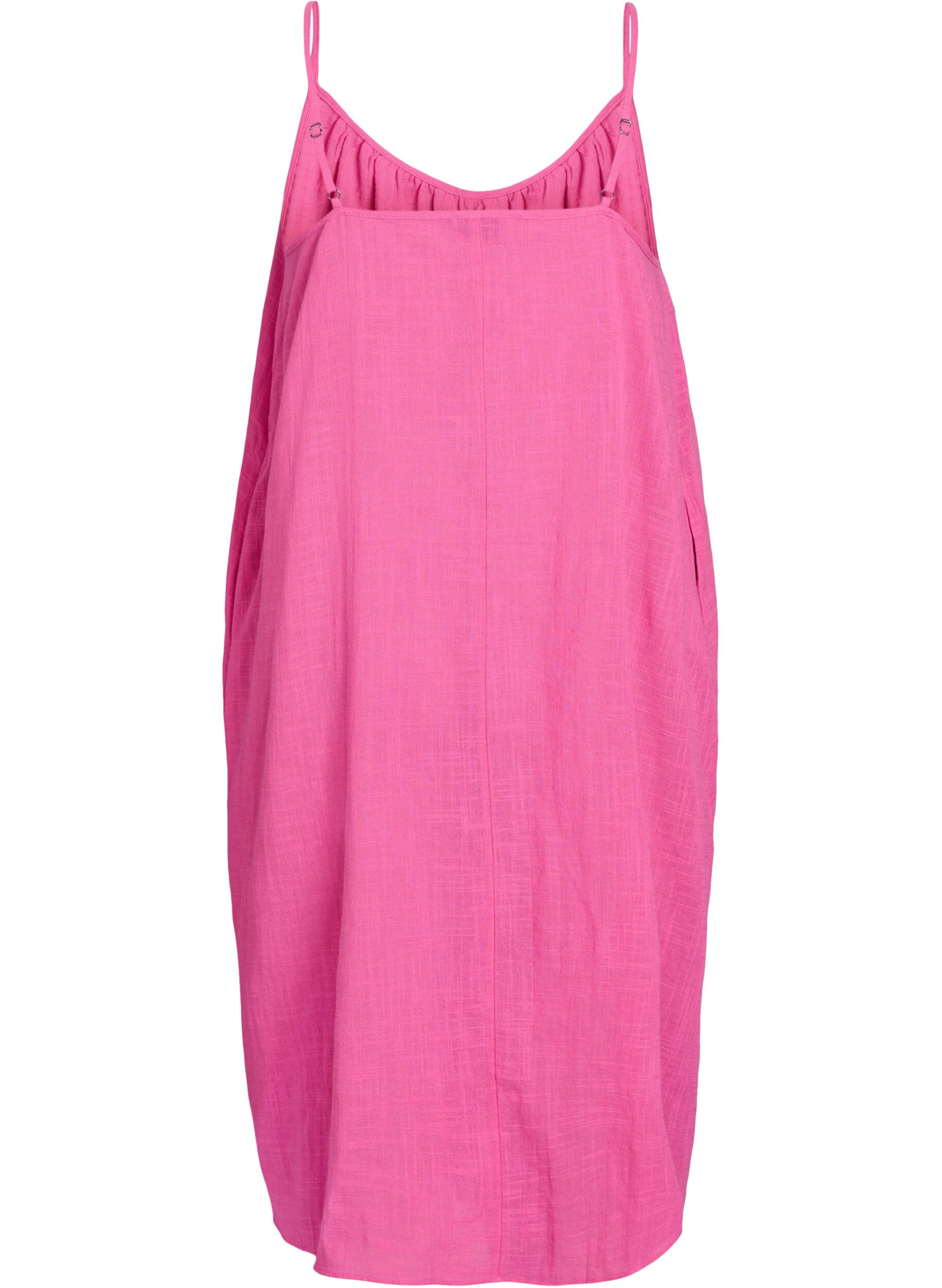 Zizzi FLASH - Baumwollkleid mit Midi-L&auml;nge und Tr&auml;gern, Pink, Packshot image number 1
