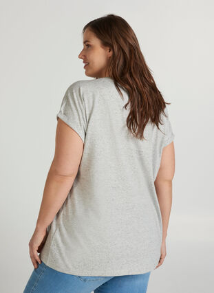 Meliertes T-Shirt aus Baumwolle, Light Grey Melange, Model image number 1