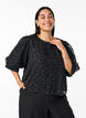 Partybluse mit Pailletten und halblangen Ärmeln, Schwarz, Model image number 0