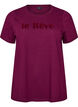 T-Shirt aus Bio-Baumwolle mit Text aus Velours, Lila, Packshot image number 0