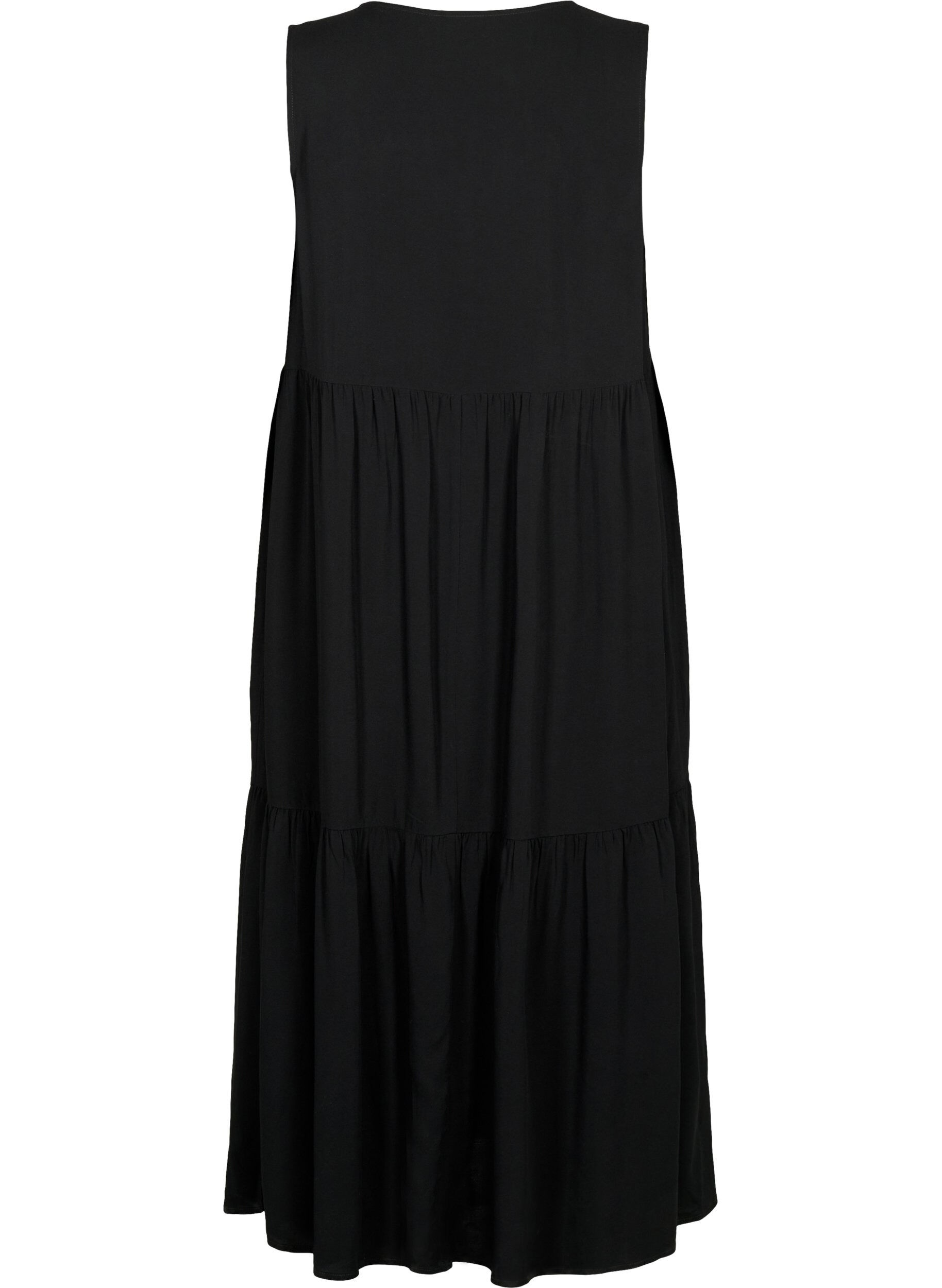 Zizzi &Auml;rmelloses Maxikleid aus Viskose, Black, Packshot image number 1