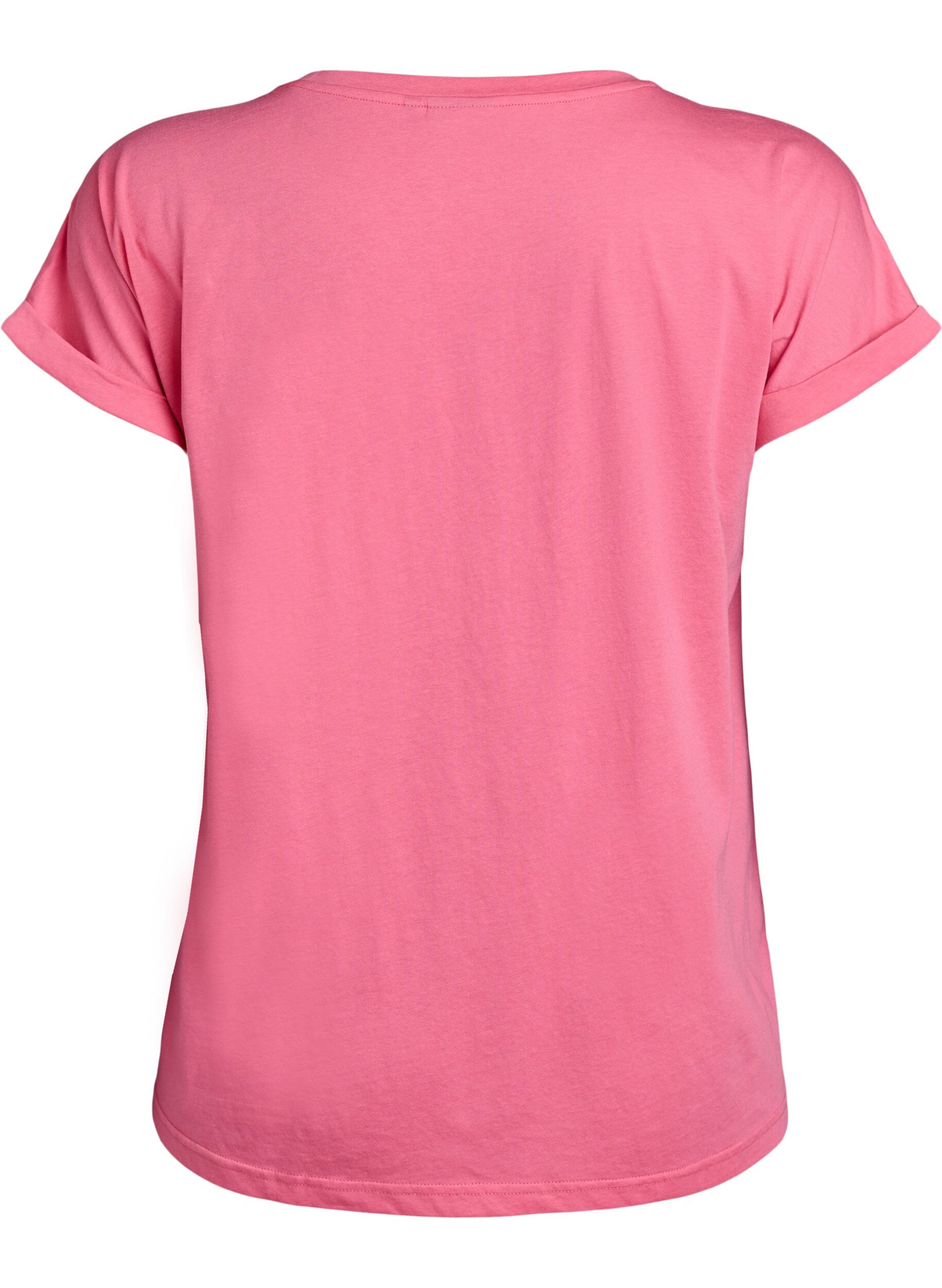 Zizzi T-Shirt aus Baumwollmischung mit kurzen &Auml;rmeln, Pink, Packshot image number 1