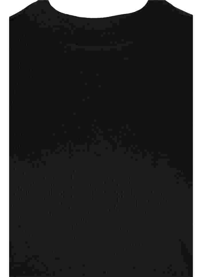 Hochgeschlossene Baumwollbluse mit halben Ärmeln, Black, Packshot image number 2