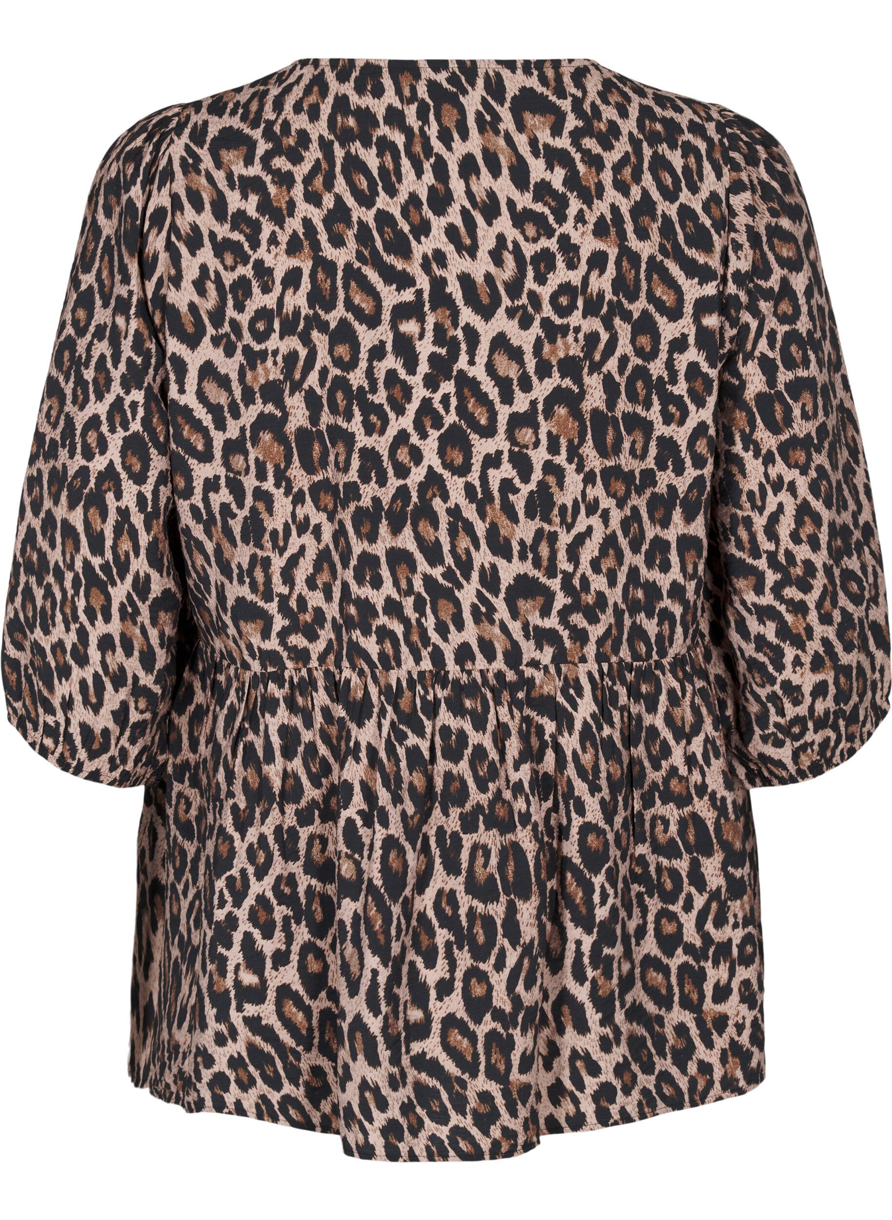 Zizzi Leo Bluse mit Schleife, Leo AOP w. Bow, Packshot image number 1