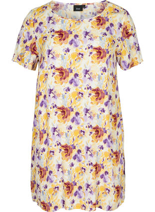 Kurzarm Kleid mit Blumenprint, Flower AOP, Packshot image number 0