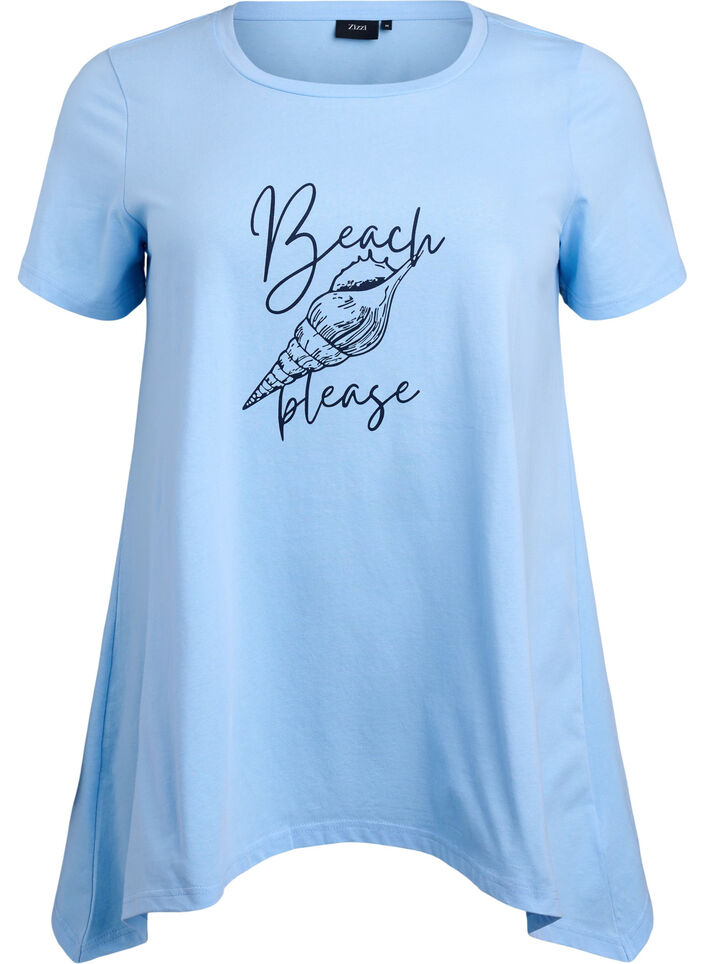 T-Shirt mit Rundhalsausschnitt und A-Linie, Blau, Packshot image number 0
