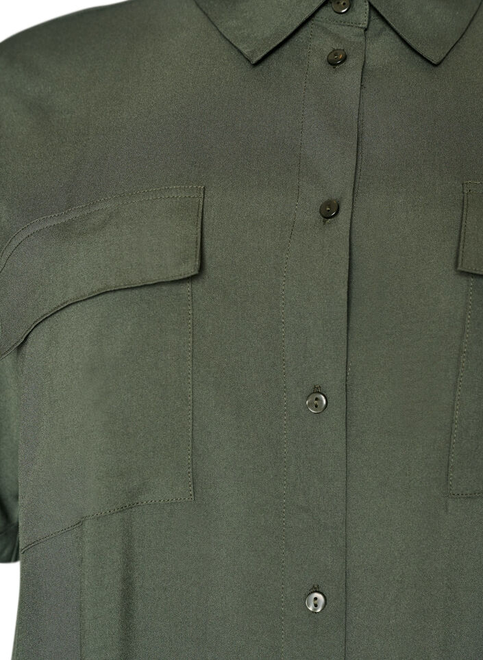 Langes Hemdkleid mit kurzen &Auml;rmeln, Gr&uuml;n, Packshot image number 2