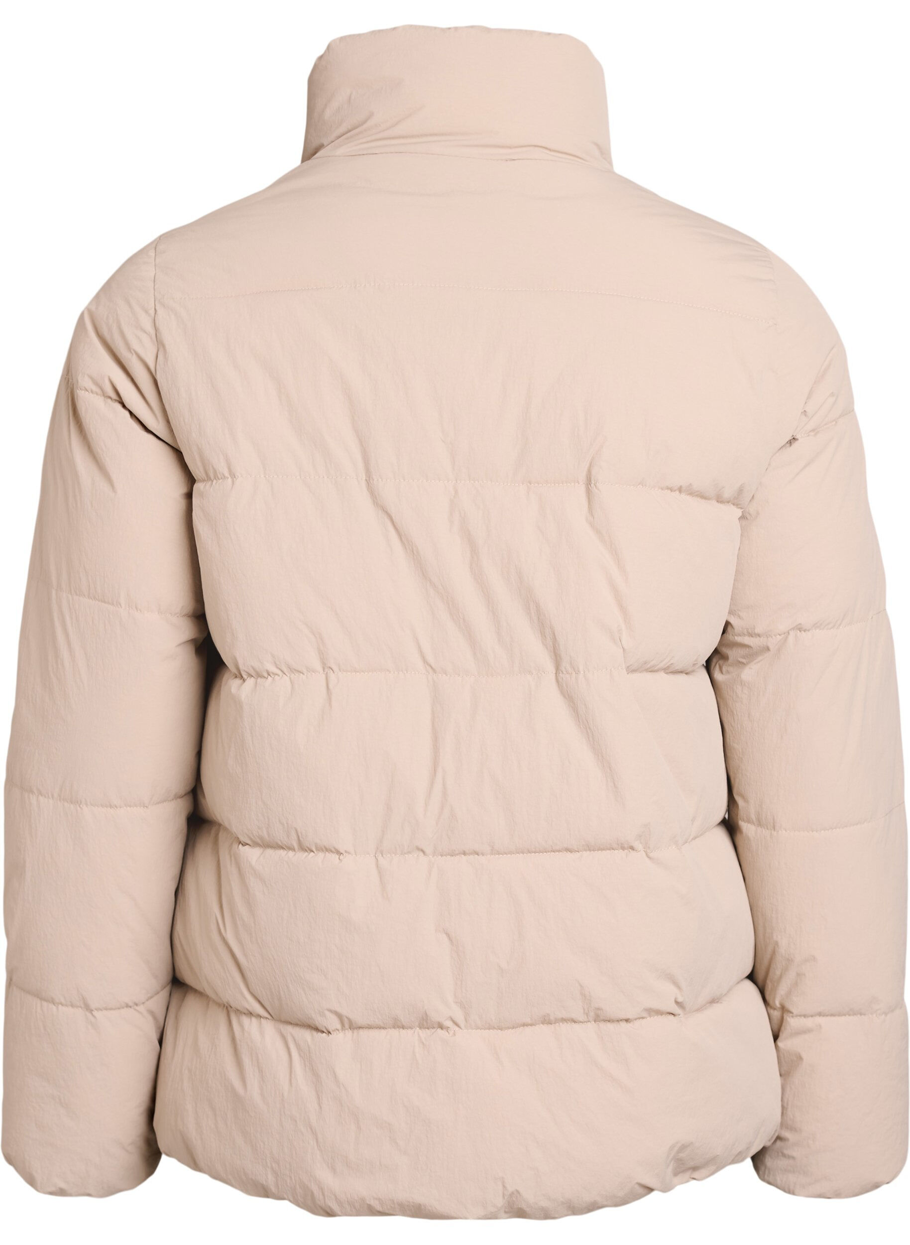 Zizzi Kurze gepolsterte Pufferjacke mit hohem Kragen, Beige, Packshot image number 1