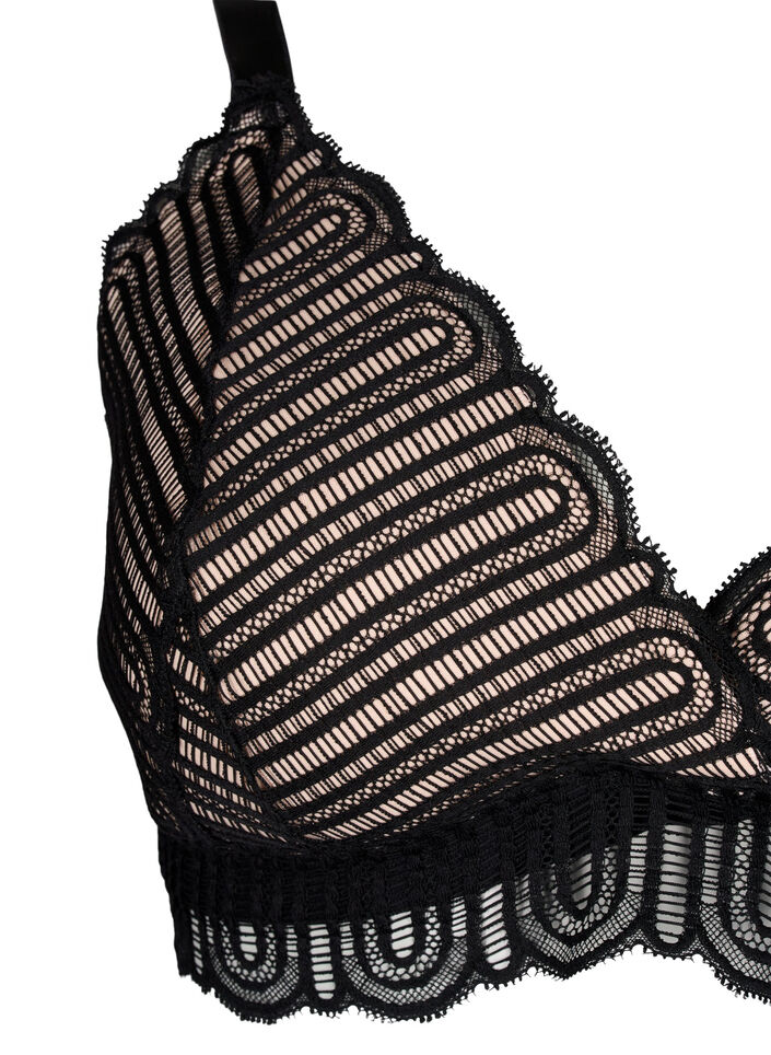 Bralette mit Spitze und weicher Polsterung, Schwarz, Packshot image number 2