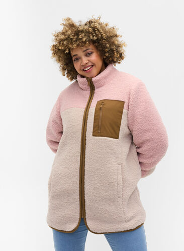 Jacke aus Teddyfleece mit Reißverschluss und Taschen, Rose Comb, Model image number 0