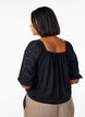 Bluse mit kurzen Puffärmeln und Lochmuster, Schwarz, Model image number 2