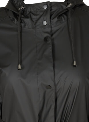 Regenjacke mit Gürtel und Kapuze, Black, Packshot image number 2