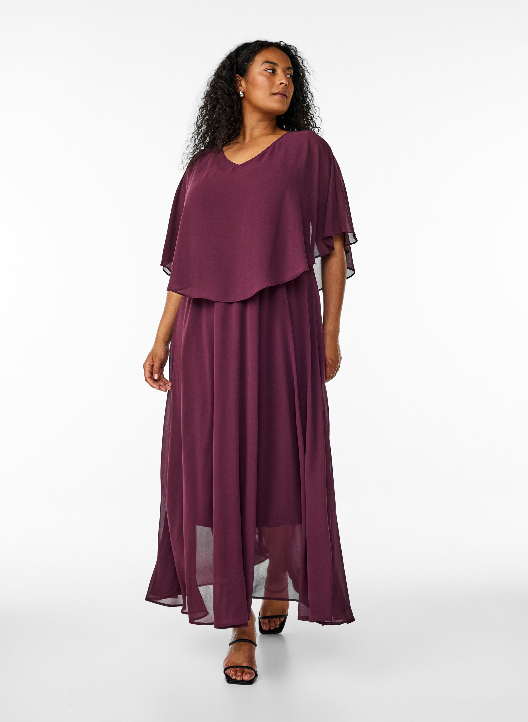 ZizziA-Linie Maxikleid mit kurzen &Auml;rmeln, Rot, Model image number 0