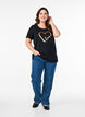 Baumwoll-T-Shirt mit Motiv, Black w. Gold Love, Model image number 2