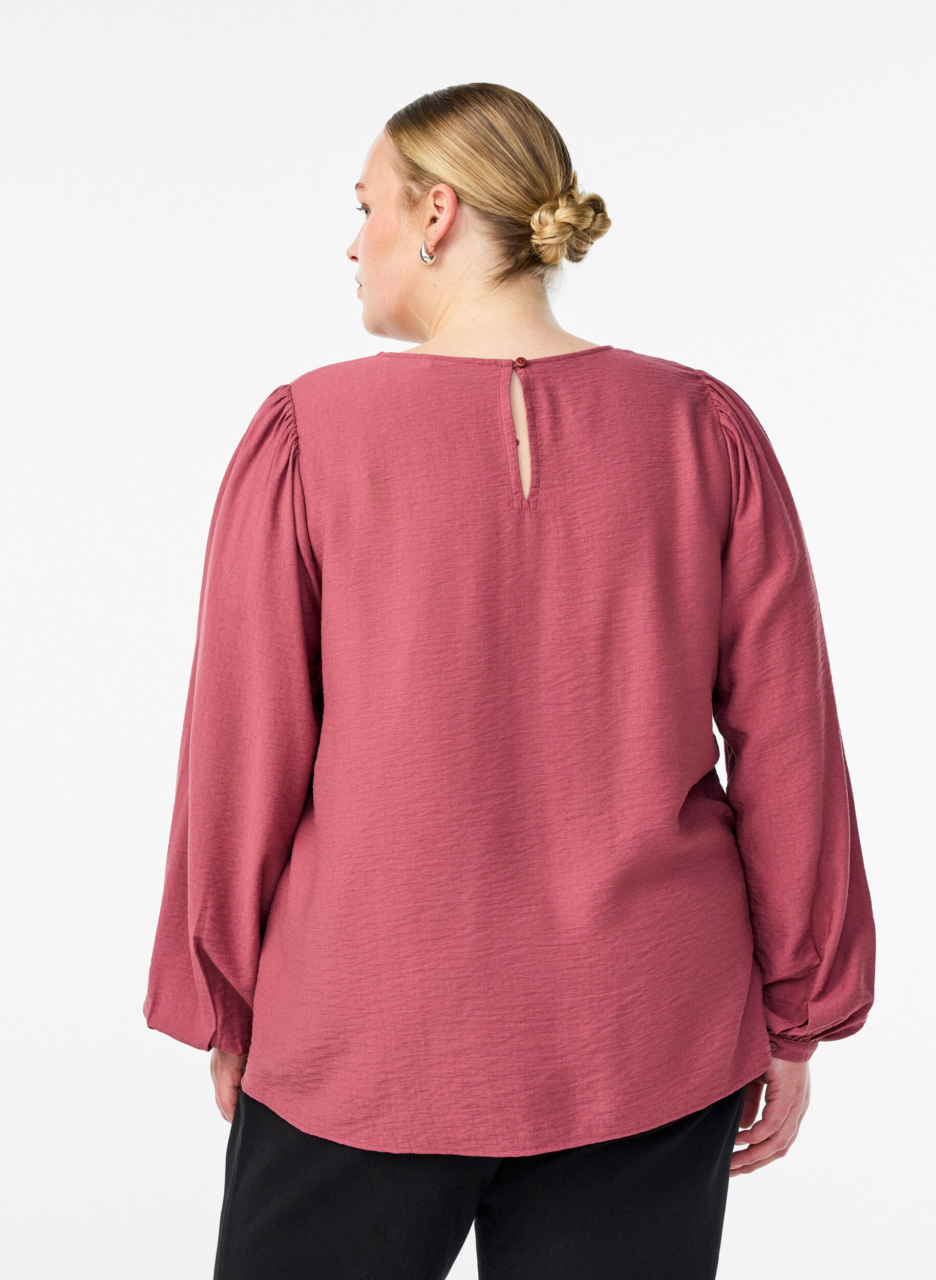 Zizzi Lang&auml;rmelige Viskosebluse, Rot, Model image number 2