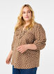 Gepunktete Baumwollbluse mit 3/4-Arm, Coca Mocha Dot , Model image number 0