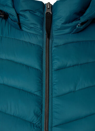 Gesteppte leichte Jacke mit abnehmbarer Kapuze und Taschen, Deep Teal, Packshot image number 2