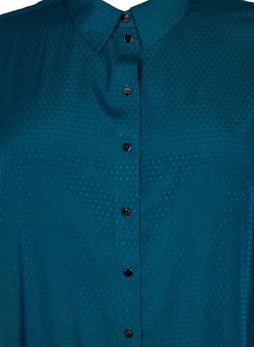 Kurzärmeliges Hemdblusenkleid mit gepunktetem Muster, Deep Teal, Packshot image number 2