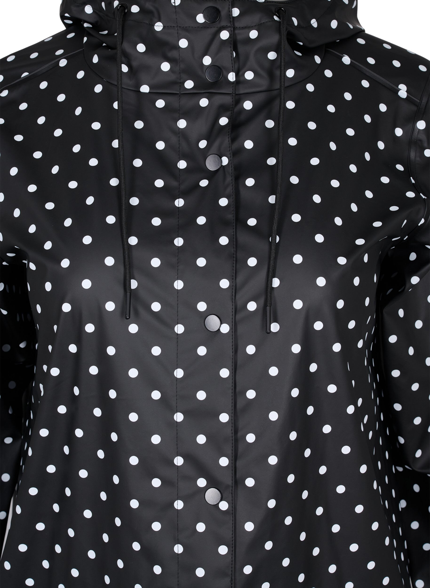Zizzi Regenjacke mit Punktmuster und Kapuze, Black W/White Dot, Packshot image number 2