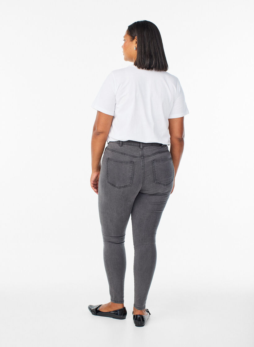 Amy Super Slim Fit Jeans mit hoher Taille, Grau, Model image number 1