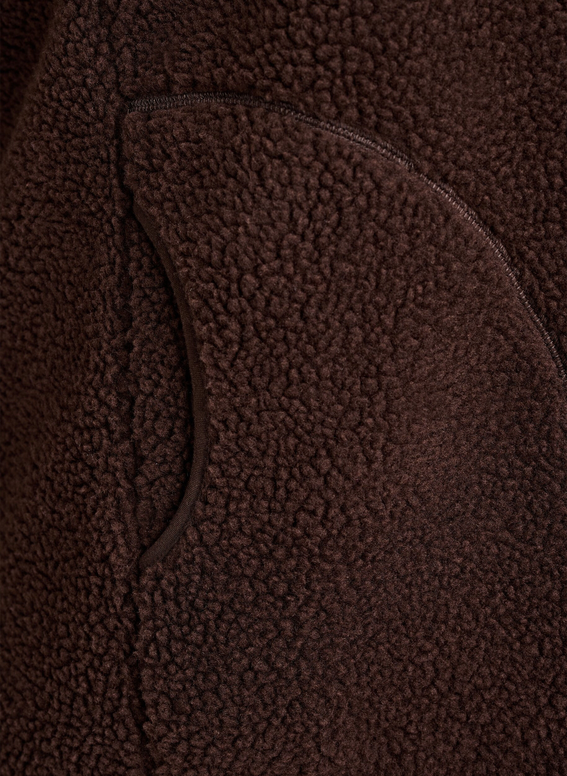 Zizzi Teddy-Fleece-Weste mit Rei&szlig;verschluss und Taschen, Braun, Packshot image number 3