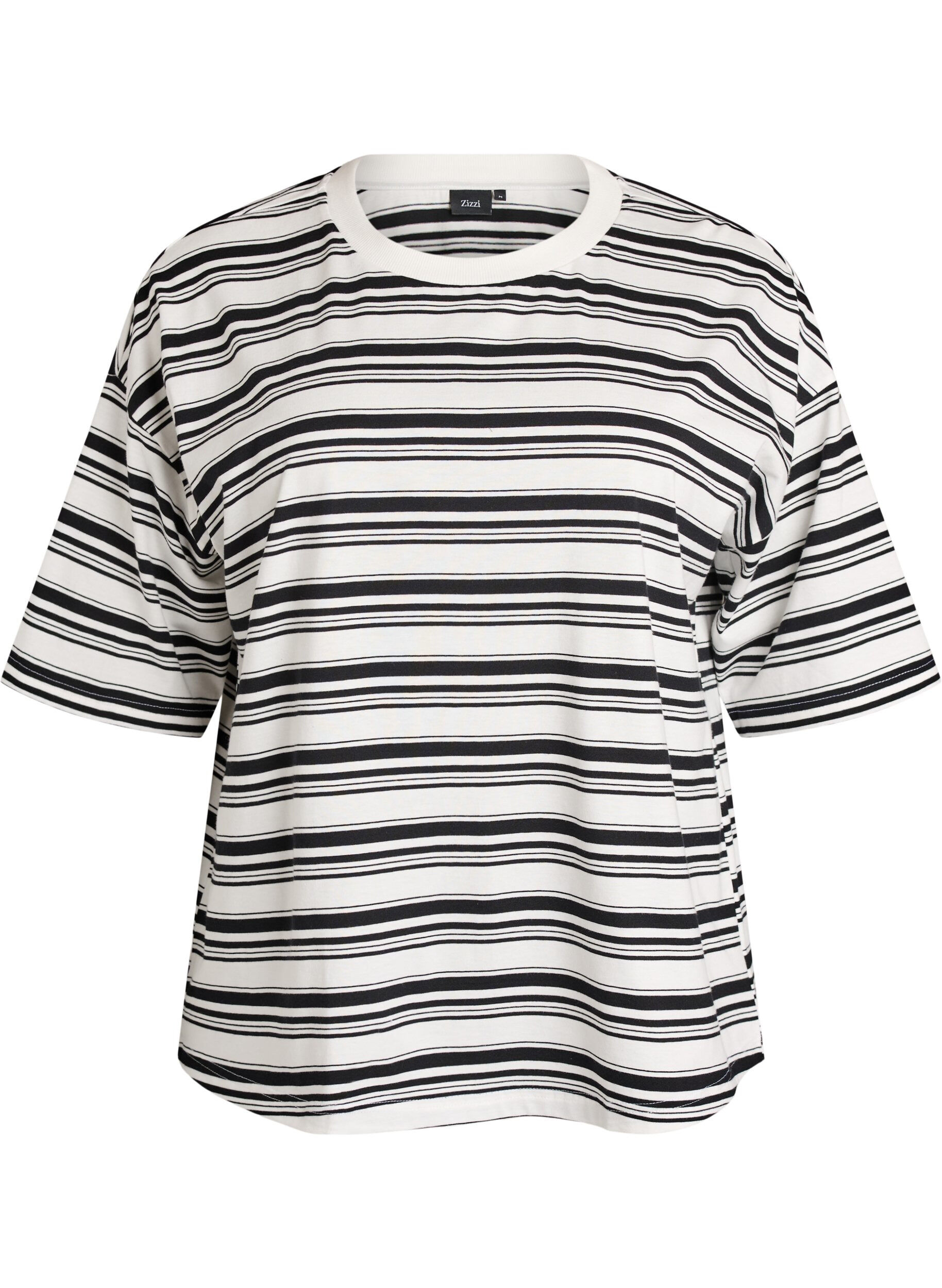 ZizziKastiges T-Shirt mit Streifenmuster, Schwarz, Packshot image number 0