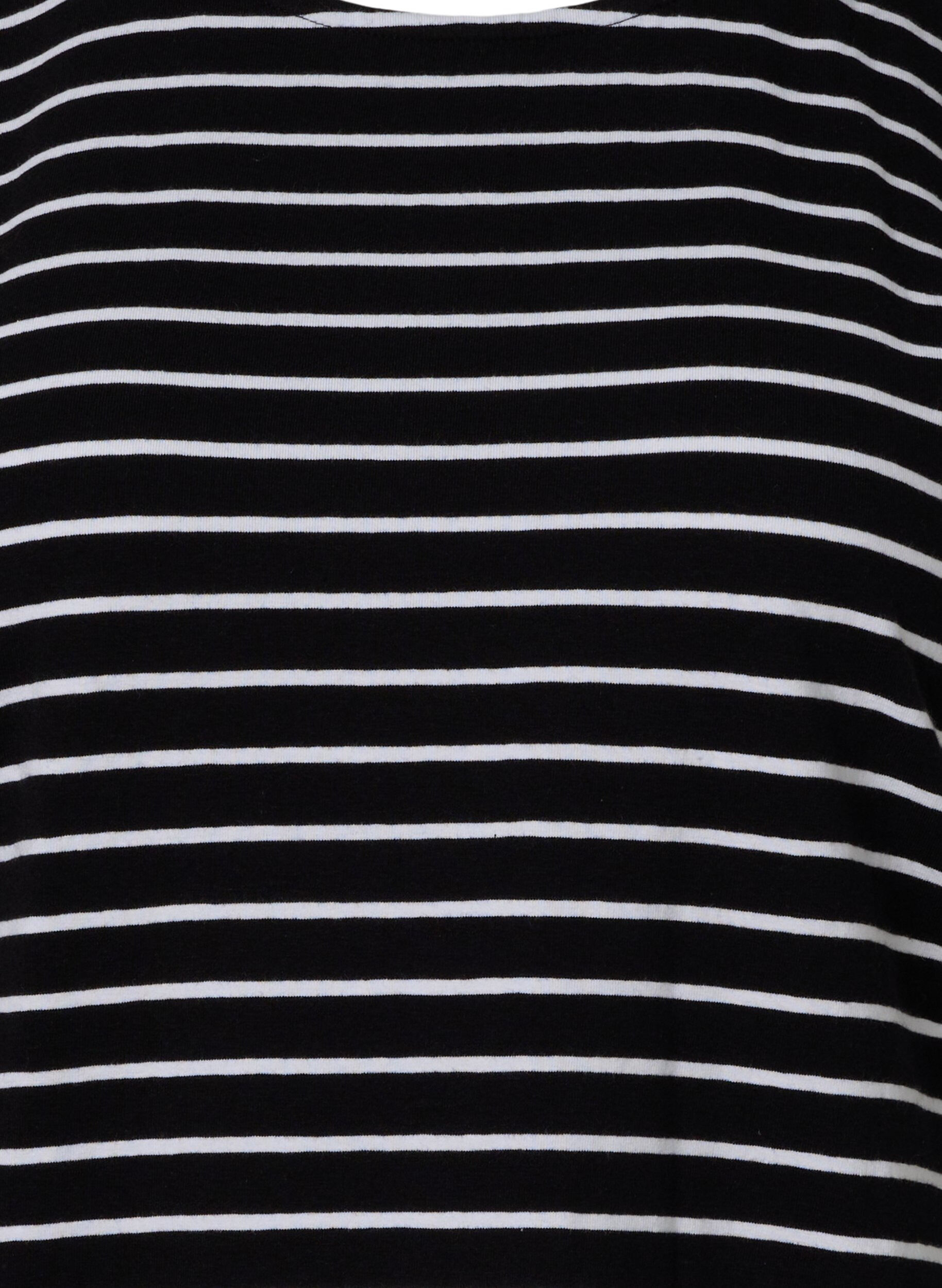 Zizzi T-Shirt aus Baumwolle mit Streifen, Black W. Stripe, Packshot image number 2