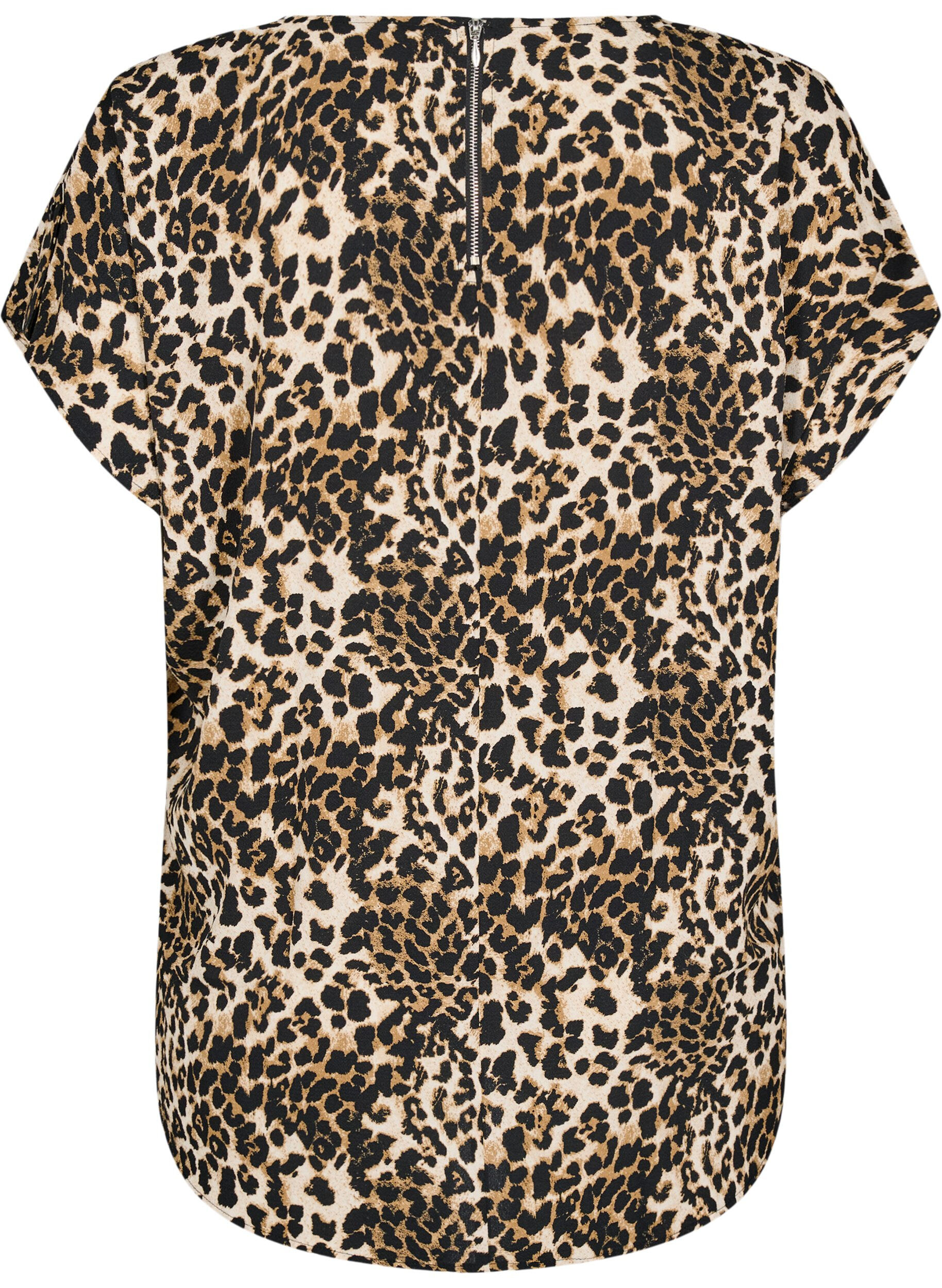 Zizzi Bluse mit kurzem Arm und Leopardenmuster, Leopard AOP, Packshot image number 1