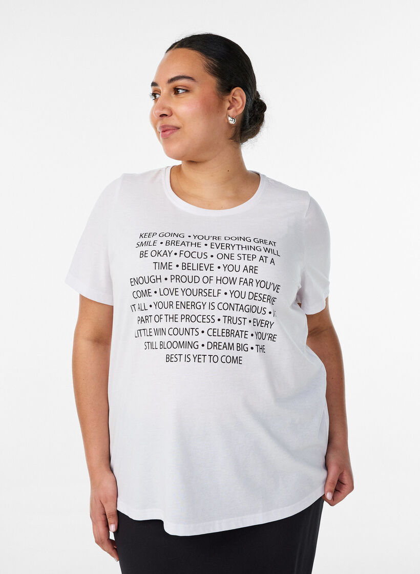 T-Shirt mit Print, Wei&szlig;, Model image number 0