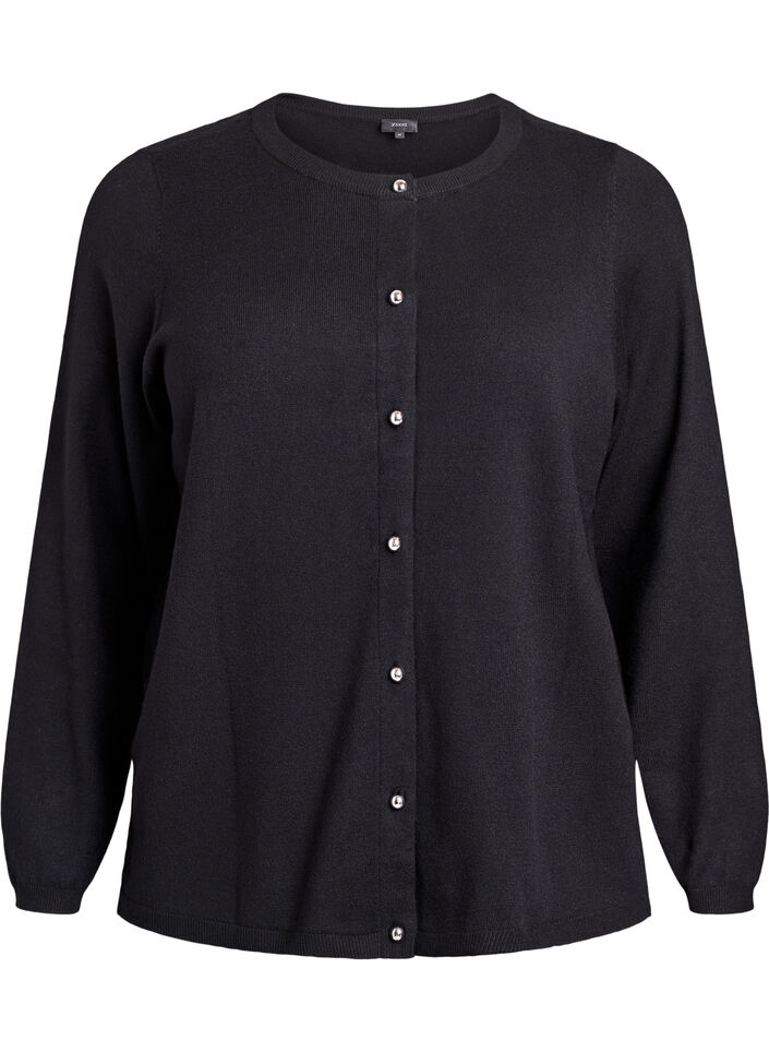 Cardigan mit runden Kn&ouml;pfen, Schwarz, Packshot image number 0