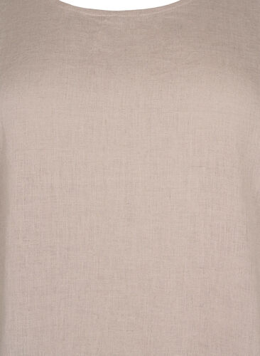 Kurzärmelige Bluse aus 100% Leinen, Sand, Packshot image number 2