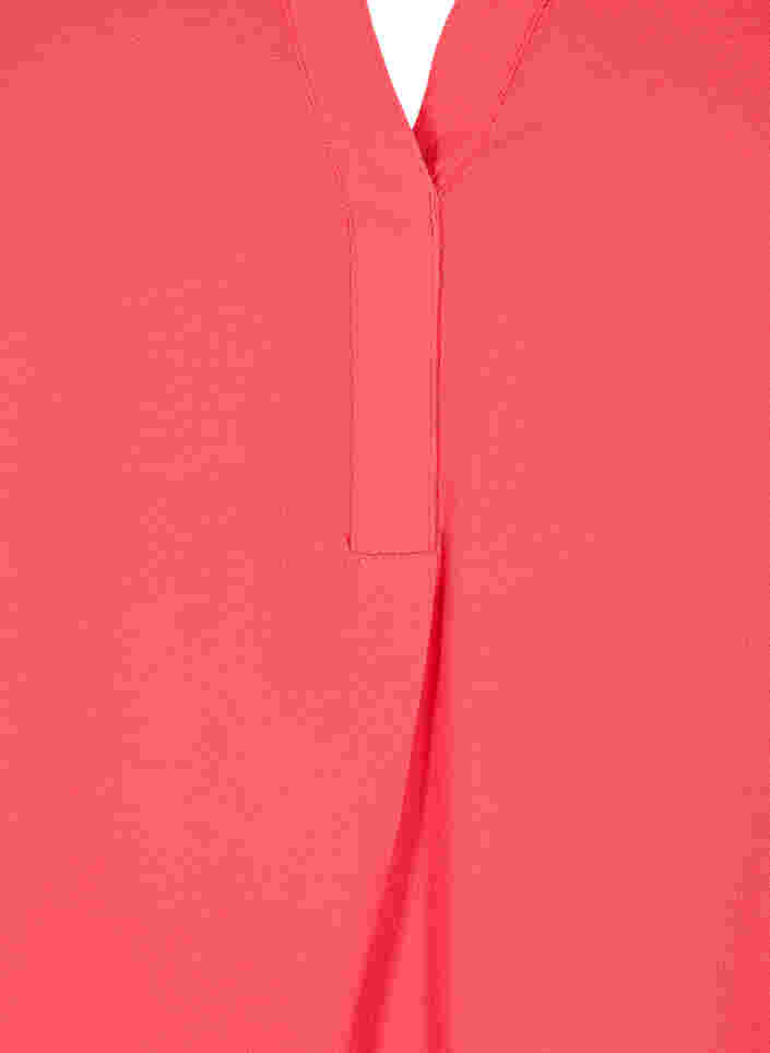 Kurzärmelige Bluse mit V-Ausschnitt, Hibiscus, Packshot image number 2