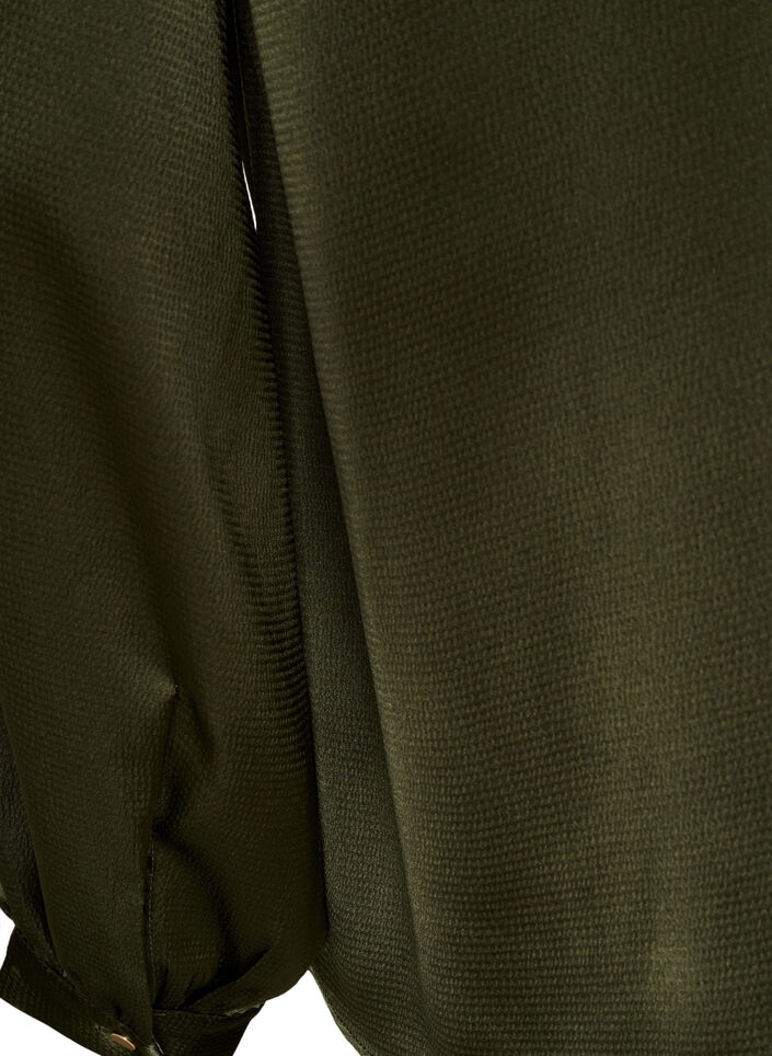Bluse mit Hemdkragen und V-Ausschnitt, Gr&uuml;n, Packshot image number 3