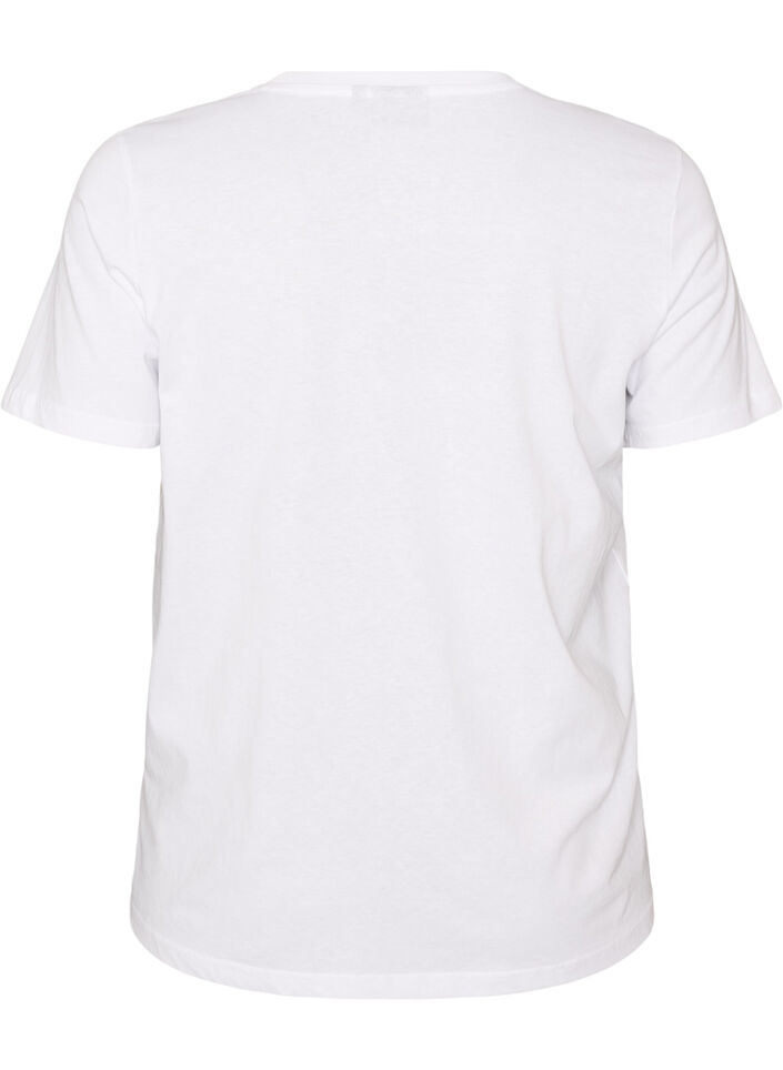 T-Shirt aus Baumwolle mit Text-Badge, Wei&szlig;, Packshot image number 1