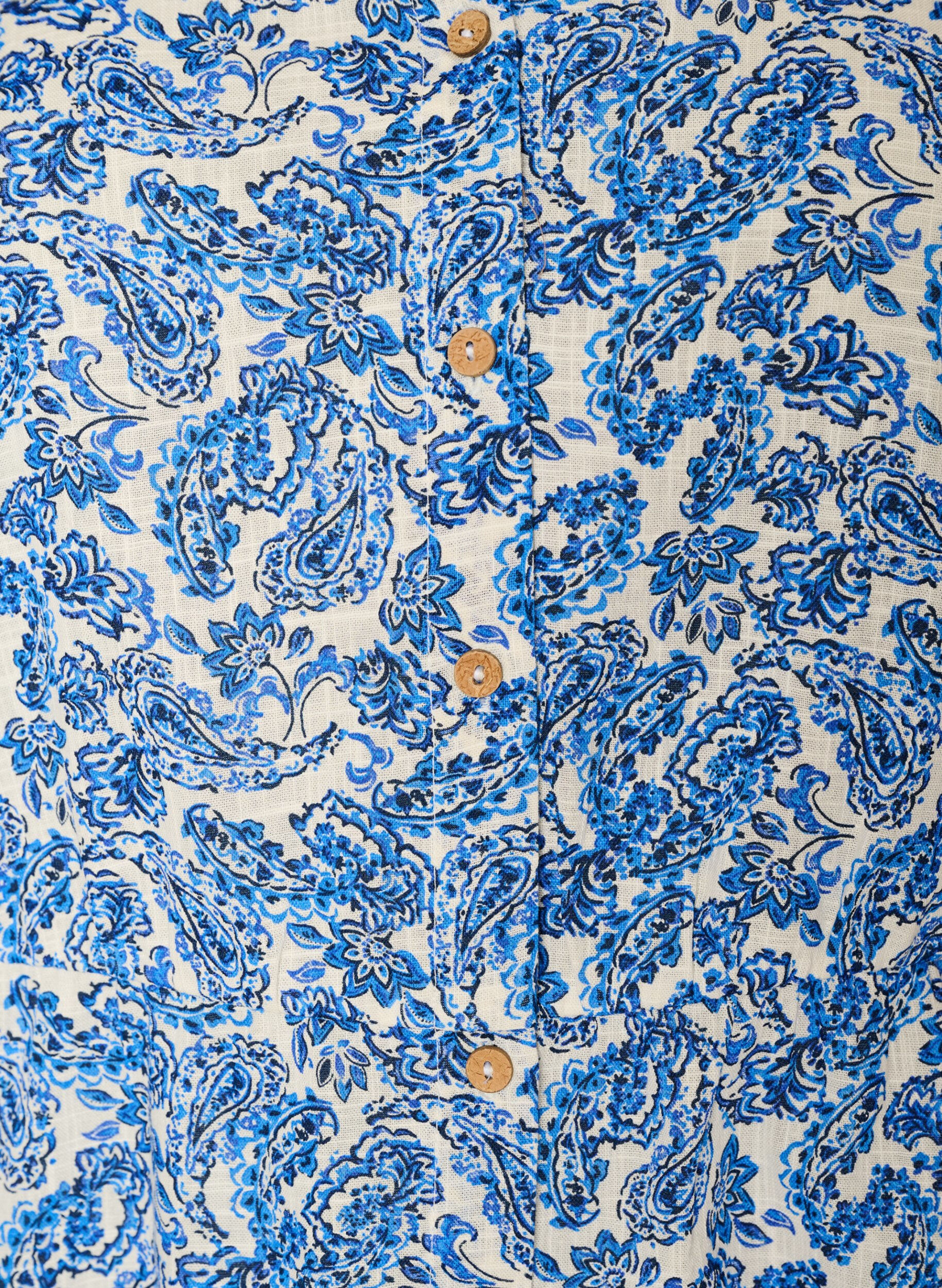 ZizziKurzes Kleid aus Baumwolle mit Blumenprint, Blau, Packshot image number 2