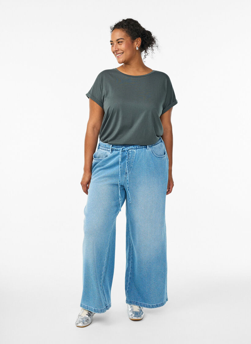 T-Shirt aus Baumwollmischung mit kurzen &Auml;rmeln, Gr&uuml;n, Model image number 1