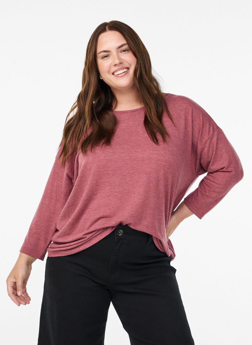 Bluse aus Jersey mit 3/4-&Auml;rmeln, Rot, Model image number 0