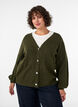 Strickjacke mit V-Ausschnitt und Rippstruktur, Gr&uuml;n, Model image number 0
