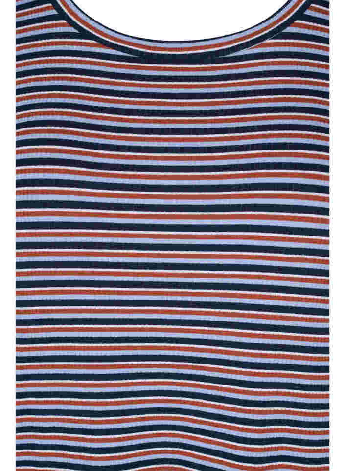 Gestreiftes Kleid mit Schlitz, Mahogany/Navy Stripe, Packshot image number 2