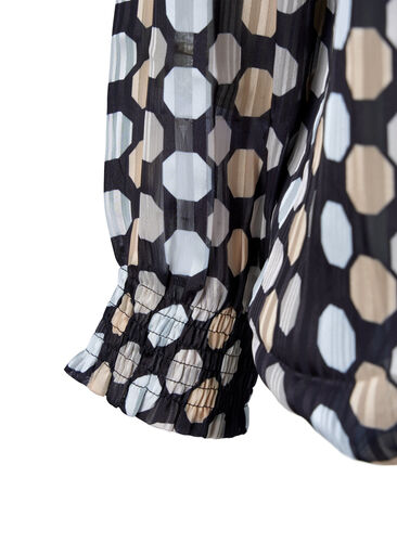 Gedruckte Bluse mit Schürze, Black Dots AOP, Packshot image number 3